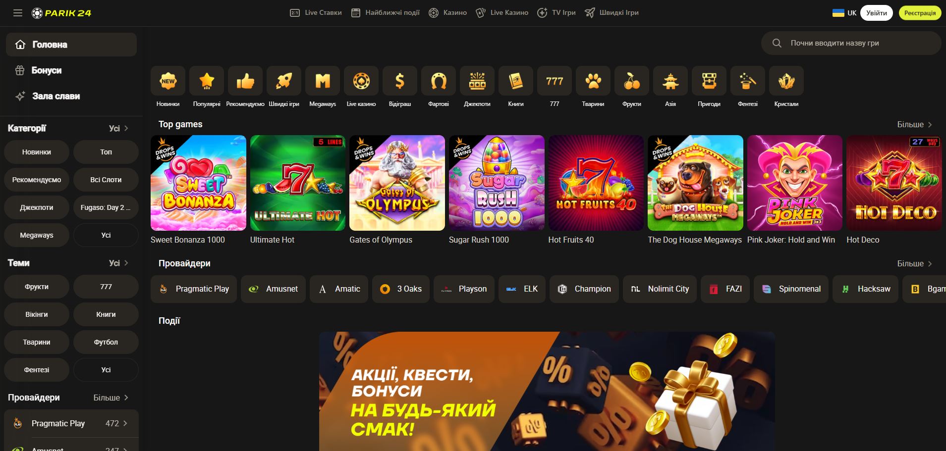 Топові слоти Parik24